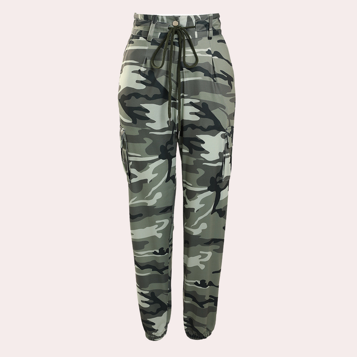 Stilla | Modetrend Cargo Bukser Til Damer, Camouflage Print