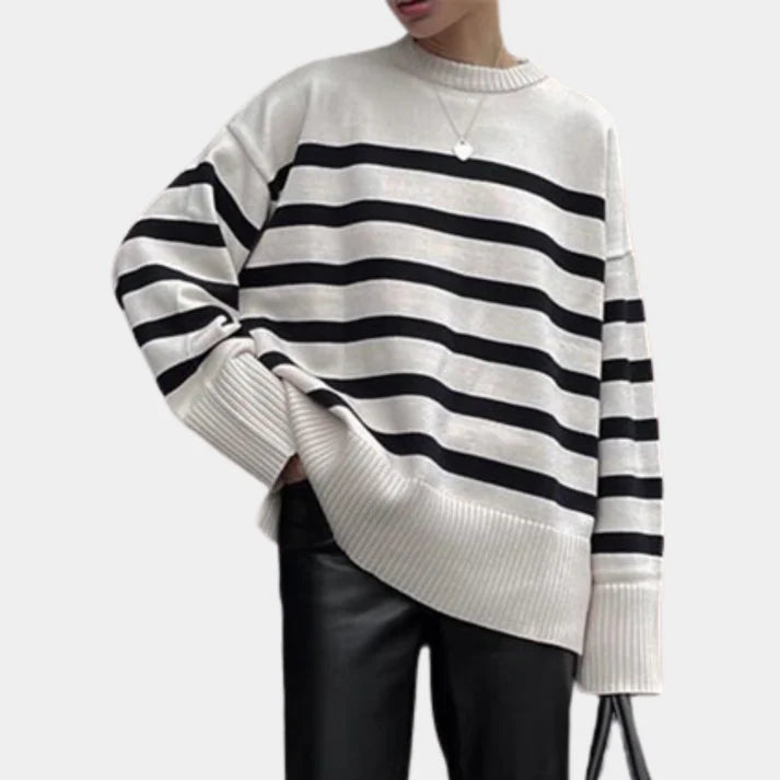 Stilla | Oversized Stribet Pullover Til Damer