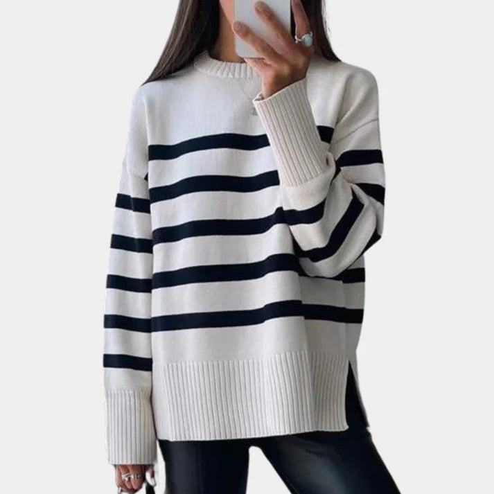 Stilla | Oversized Stribet Pullover Til Damer