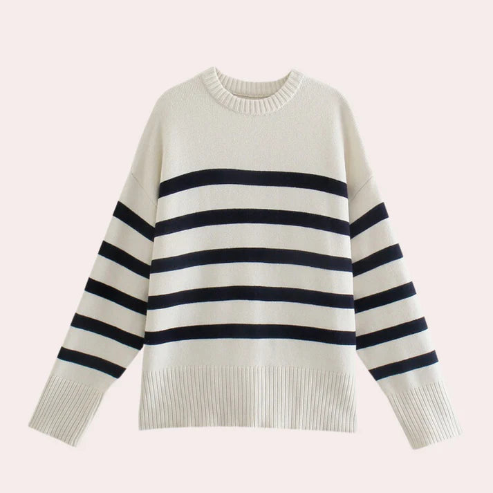 Stilla | Oversized Stribet Pullover Til Damer