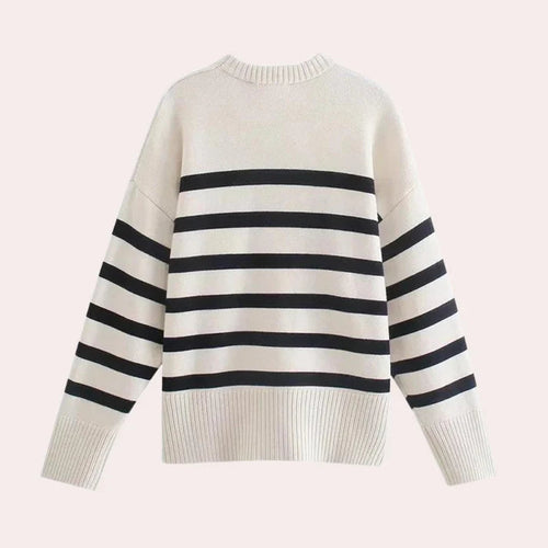Stilla | Oversized Stribet Pullover Til Damer