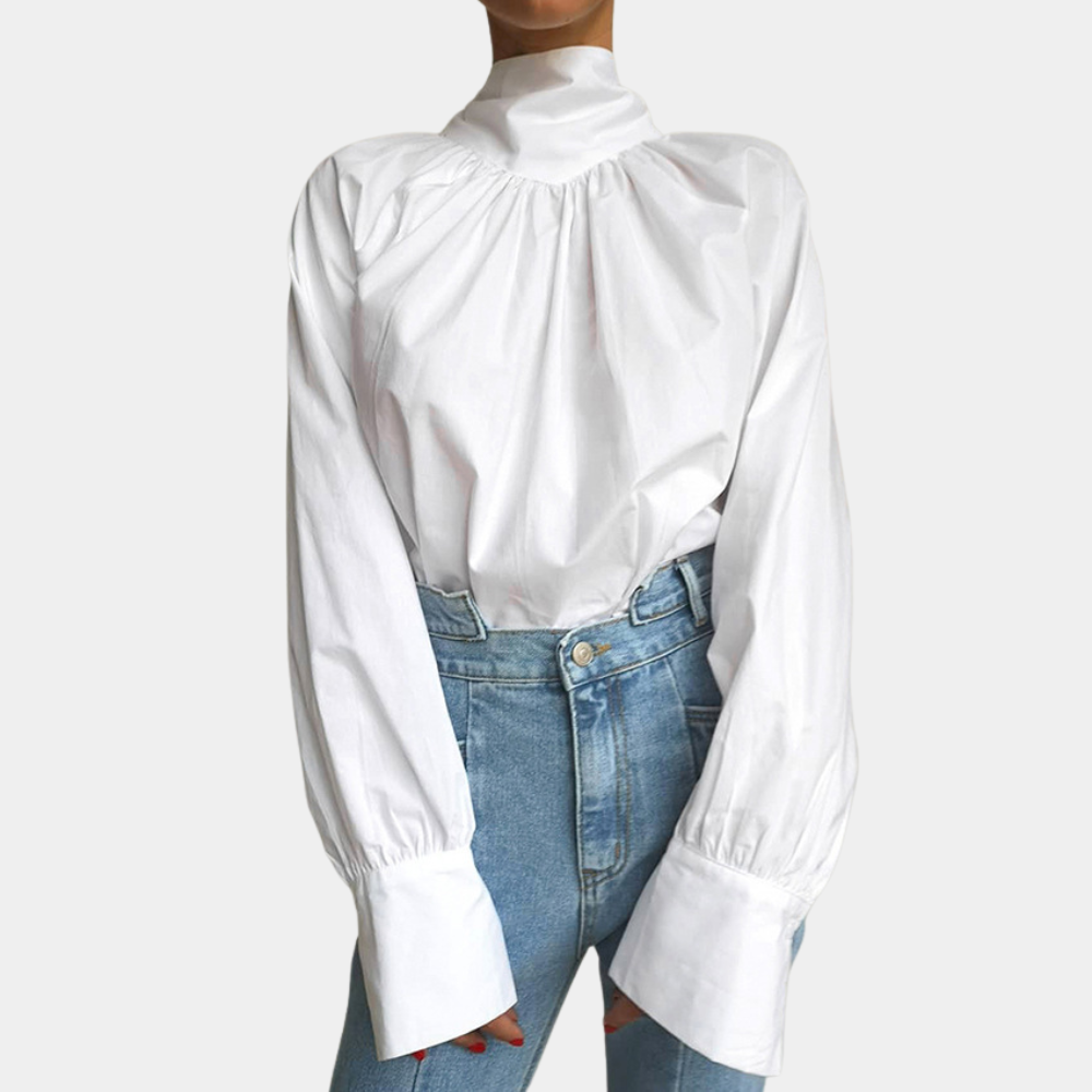 Stilla | Elegant Damebluse Med Ståkrave
