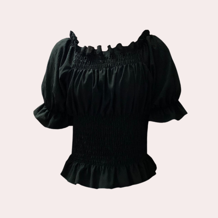 Stilla | Trendy Sommerbluse Med Smukke Pufærmer