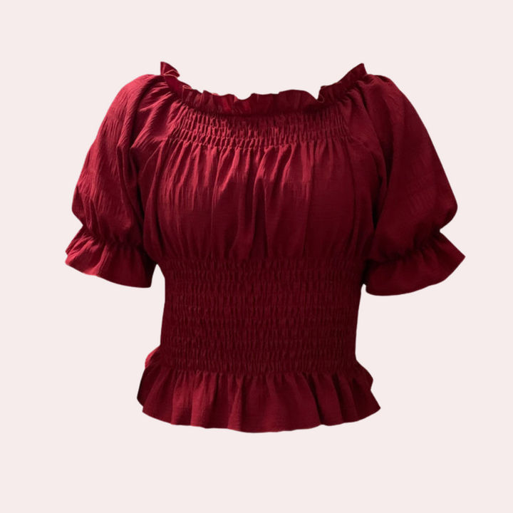 Stilla | Trendy Sommerbluse Med Smukke Pufærmer