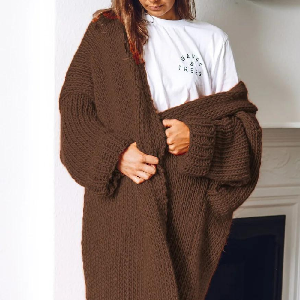 Stilla | Elegant og Lang Strikket Cardigan til Kvinder