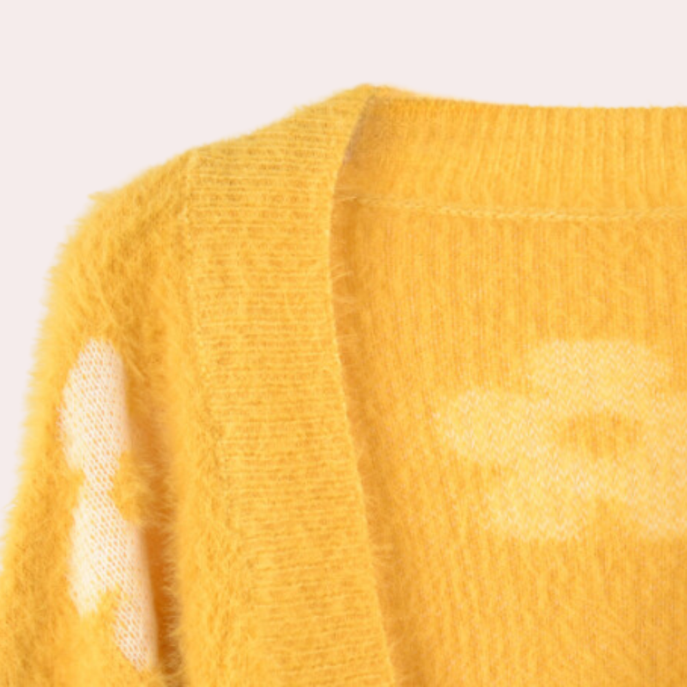 Stilla | Elegant kvinde cardigan med lanterneærmer og lysende blomsterdesign