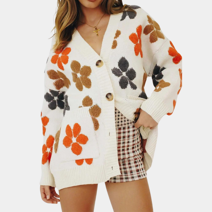 Stilla | Charmerende Cardigan Kvinde Blomsteret