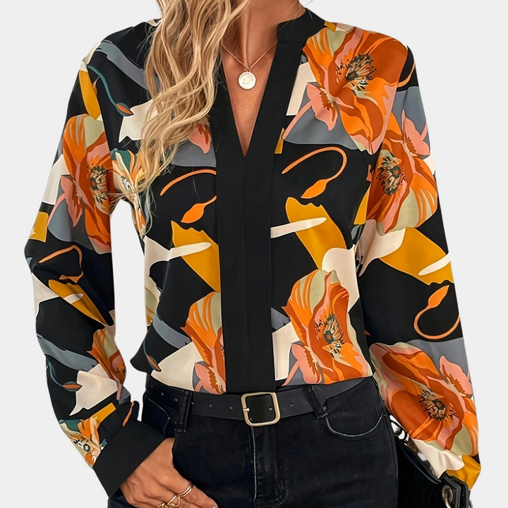 Stilla | Elegant Blomstrede Bluse Til Kvinder