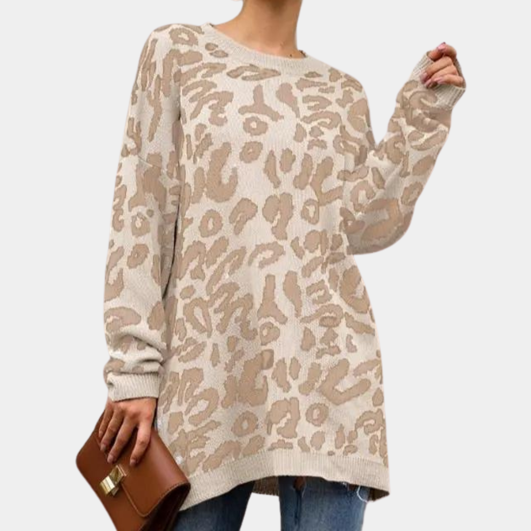 Stilla | Dame sweater Chic med trendy leopardmønster