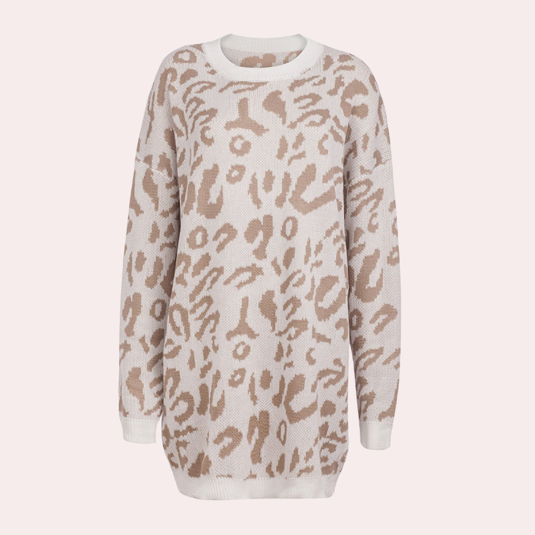 Stilla | Dame sweater Chic med trendy leopardmønster