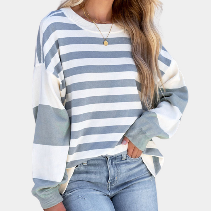 Stilla | Stribet Pullover Med Faldende Skuldre Til Damer