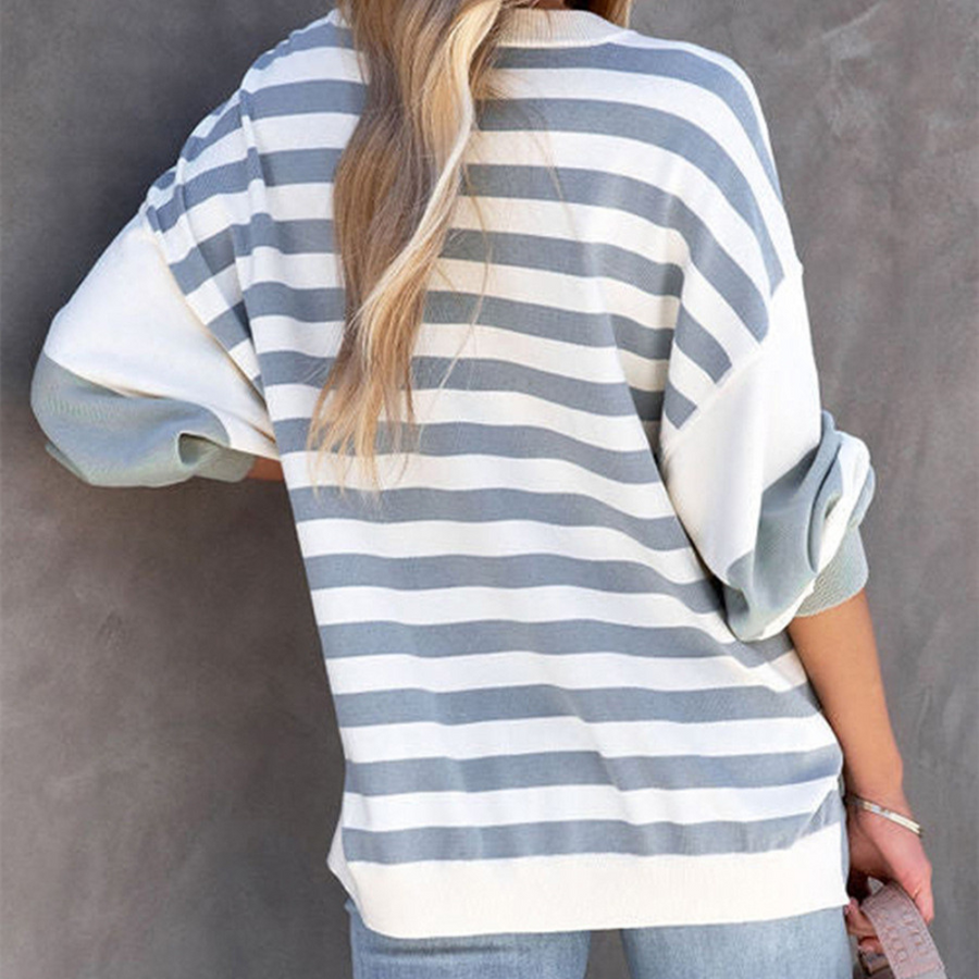Stilla | Stribet Pullover Med Faldende Skuldre Til Damer