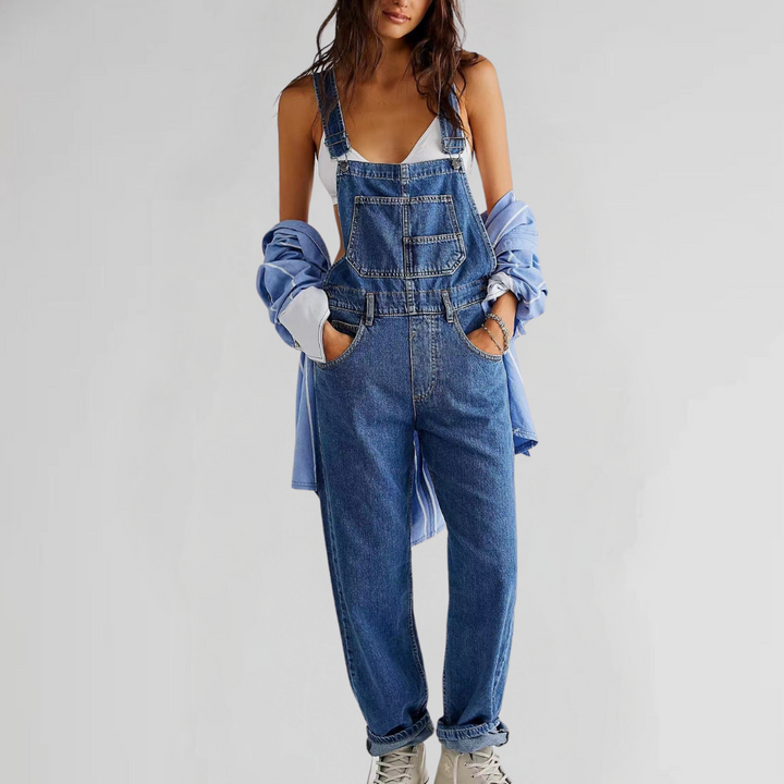 Skovae | Dame-Overalls i Denim med Kryds-Back-Design