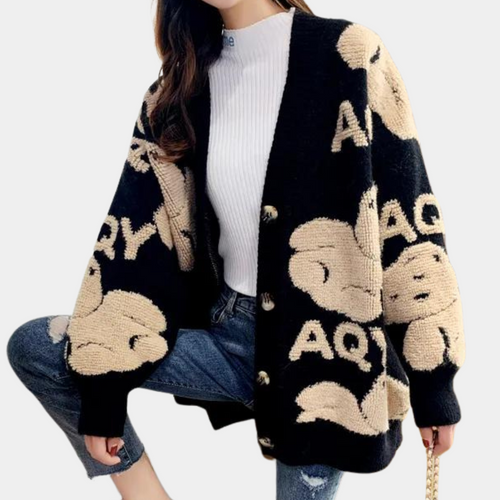 Stilla | Cardigan med Bjørnedesign til Kvinder