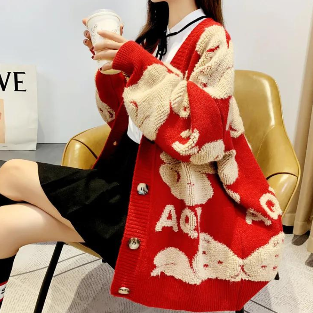 Stilla | Cardigan med Bjørnedesign til Kvinder