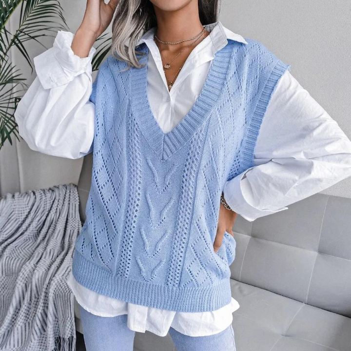 Stilla | V-Udskæring Pullover og Strikjakke