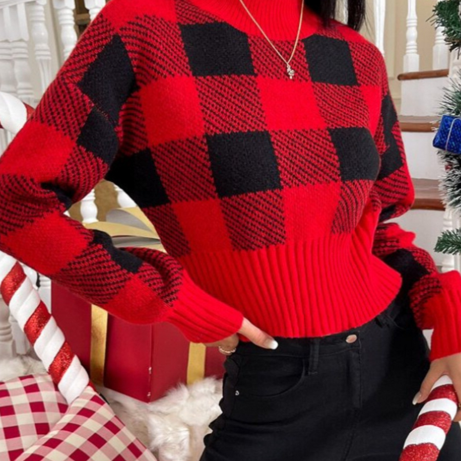 Stilla | Elegant damepullover med ternet mønster