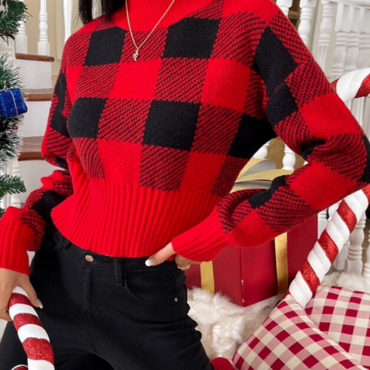 Stilla | Elegant damepullover med ternet mønster