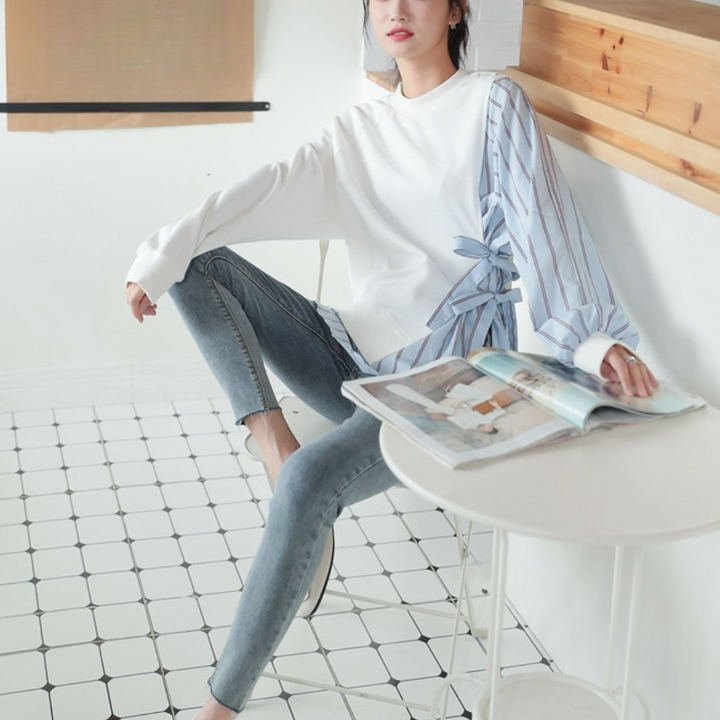 Stilla | Elegant kombinationspullover med striber til damer