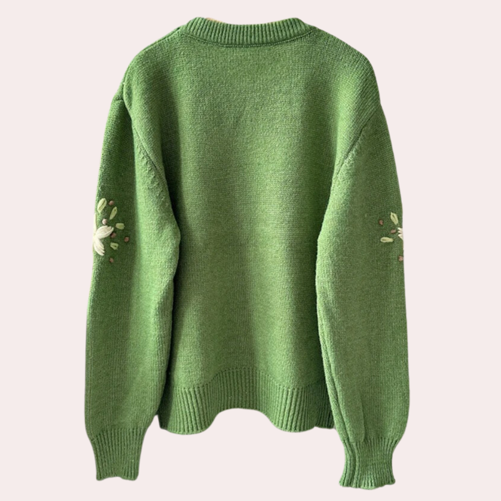 Stilla | Dametrøje med floral broderi