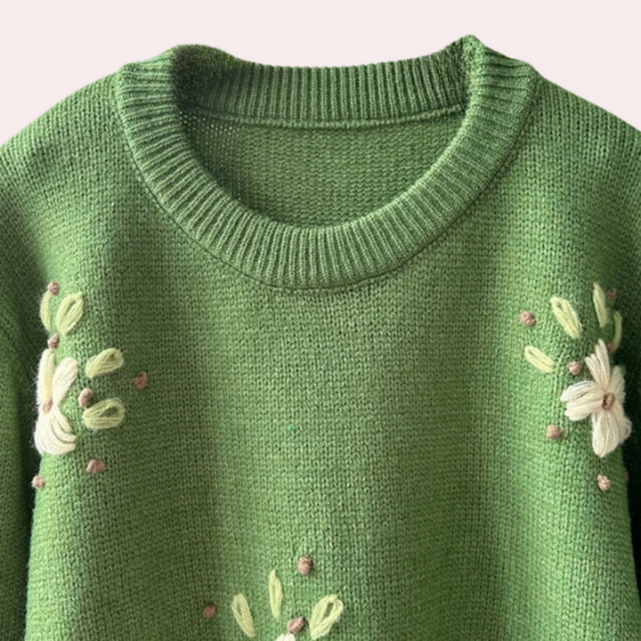 Stilla | Dametrøje med floral broderi