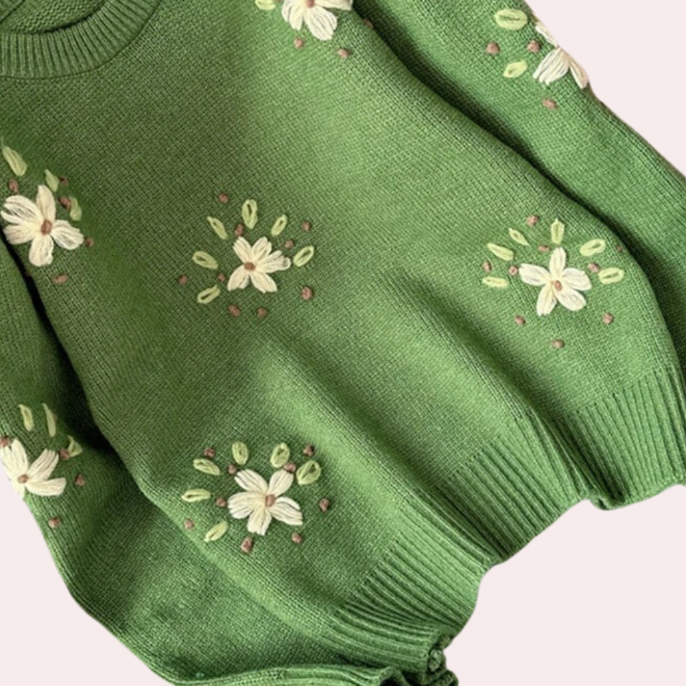 Stilla | Dametrøje med floral broderi