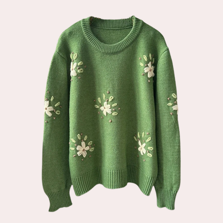 Stilla | Dametrøje med floral broderi