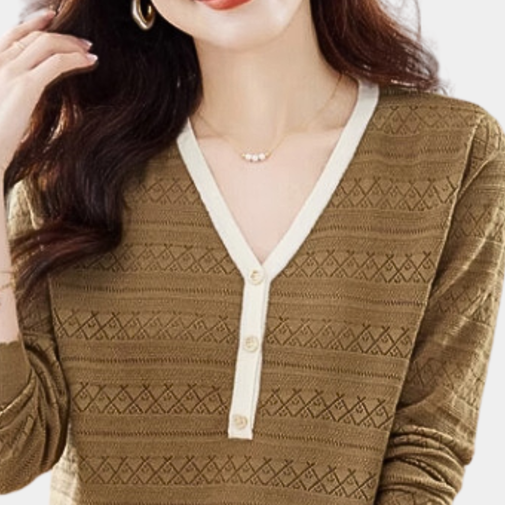 Stilla | Pullover Damer Elegant Med V Udsnit