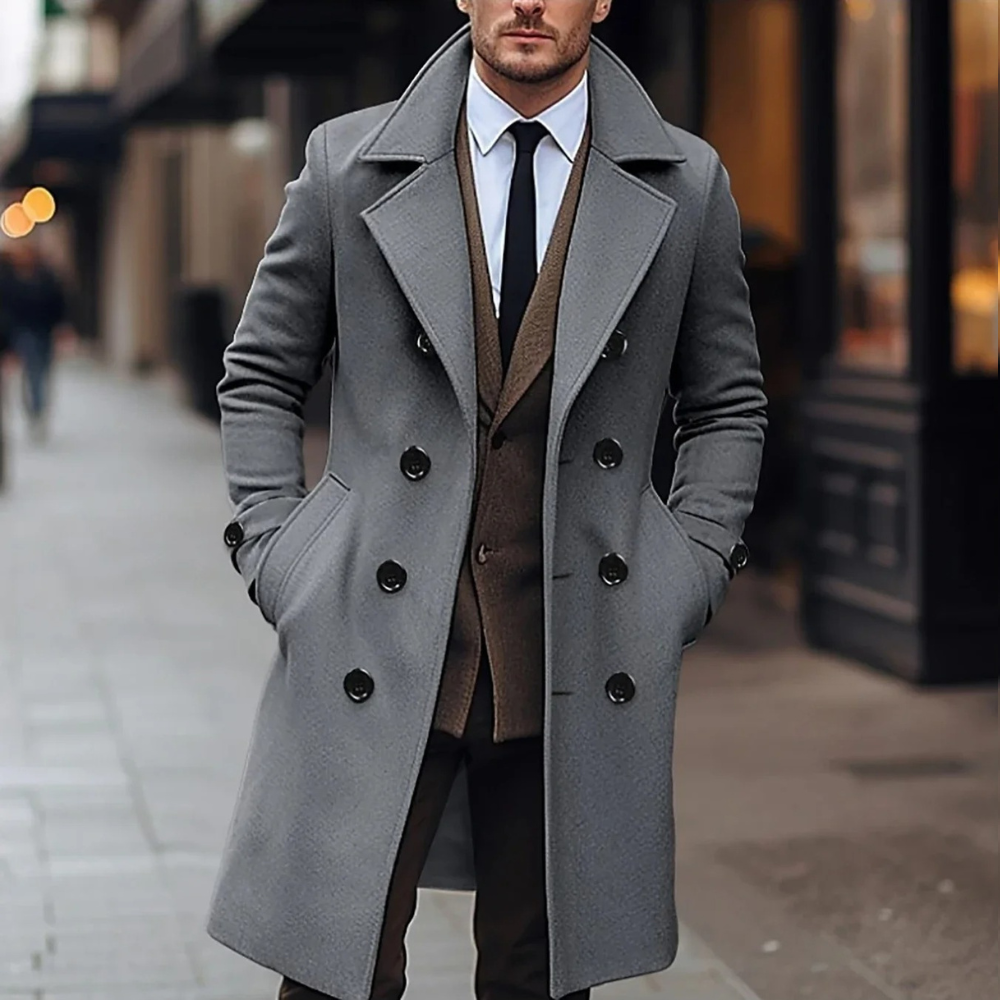 Stilla | Uldblanding Taljeret Pasform Dobbelt Foret Knælængde Formelt