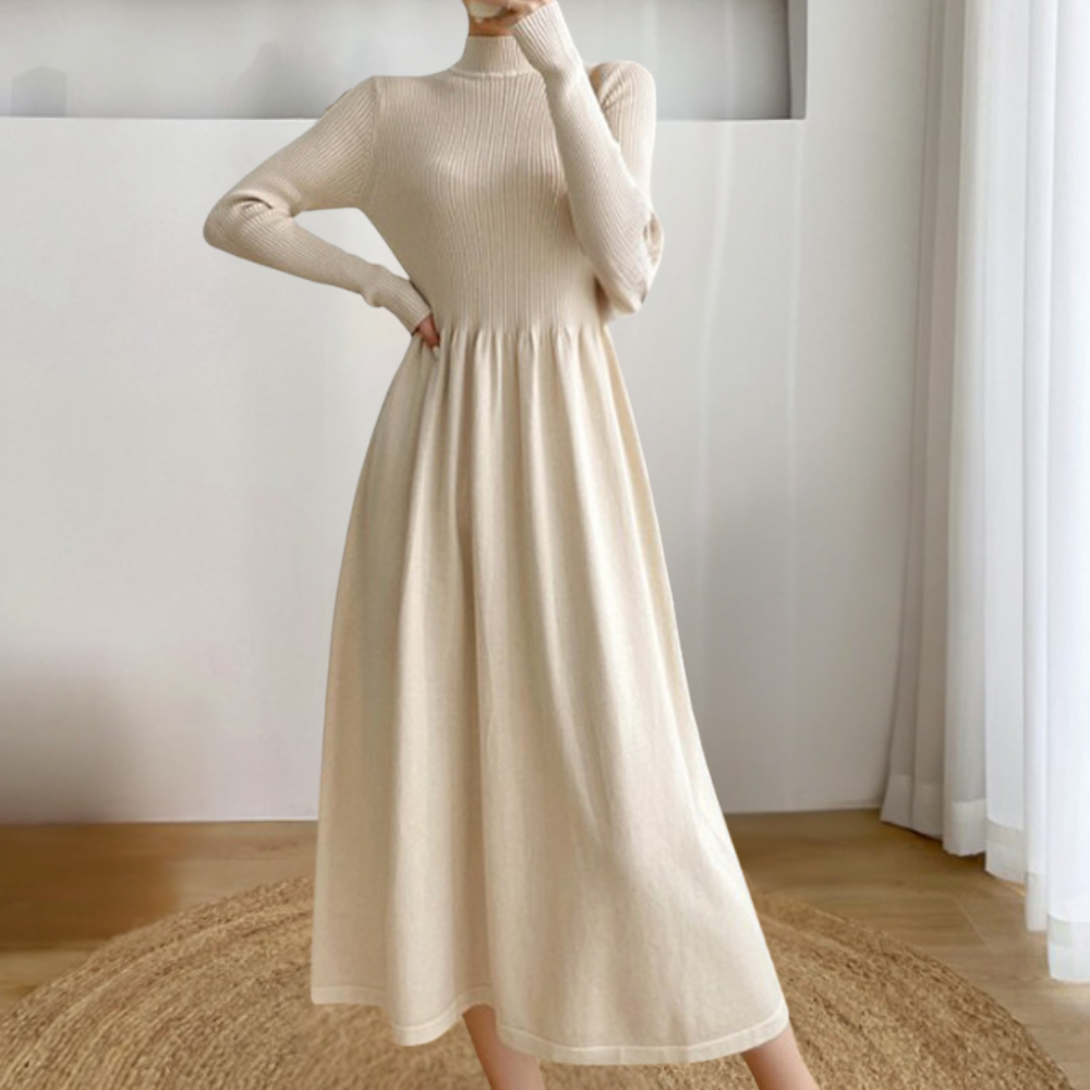 Stilla | Elegant Damenkjole Med Rullekrave