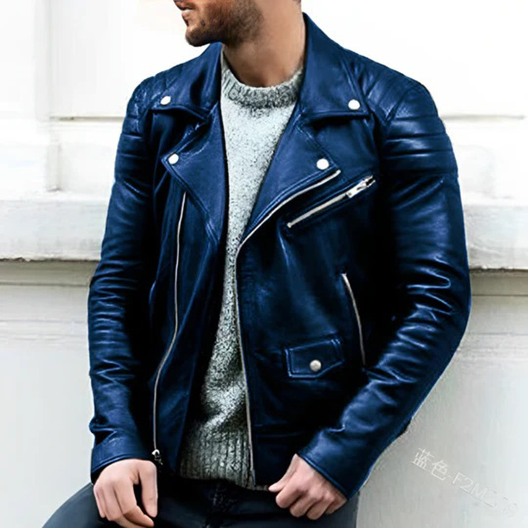 Stilla | Herre læderjakke - biker stil med bred revers