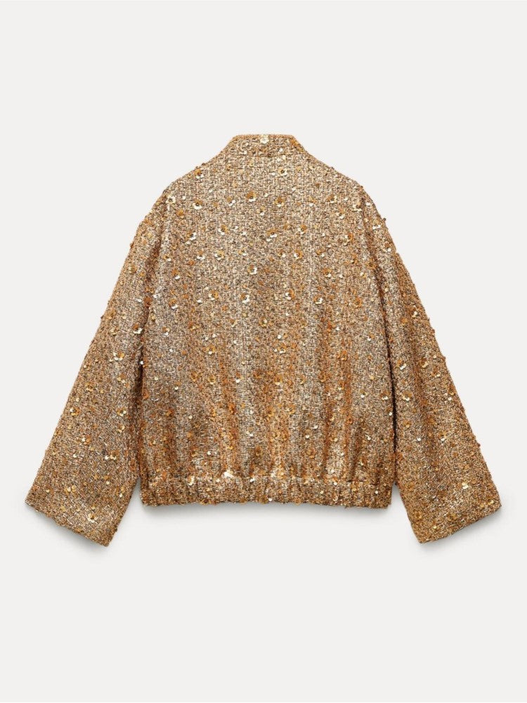 Stilla | Elegant Blazer med Gyldne Strasssten til Damer