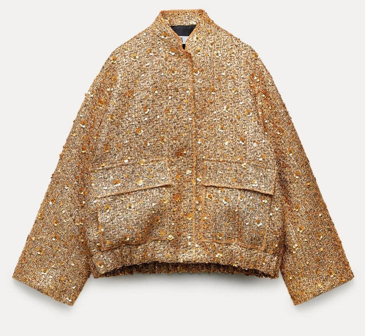 Stilla | Elegant Blazer med Gyldne Strasssten til Damer