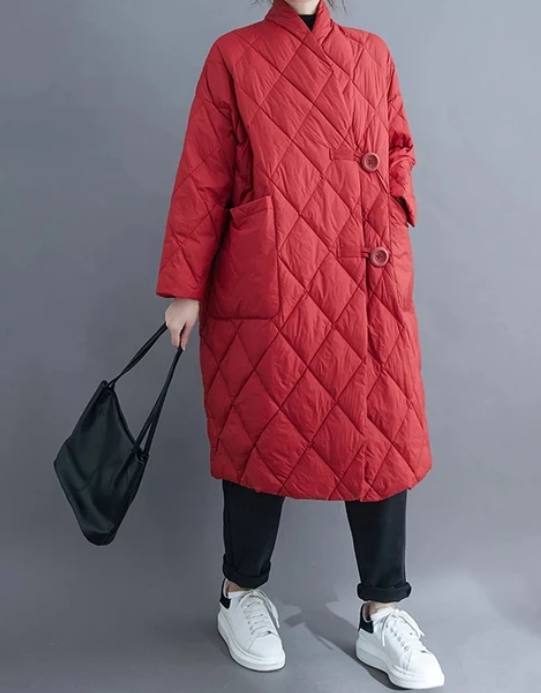 Stilla | Oversize Diamantfrakke Med Lommer Til Damer