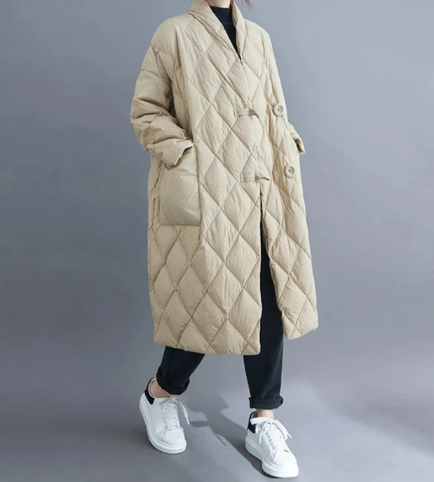 Stilla | Oversize Diamantfrakke Med Lommer Til Damer
