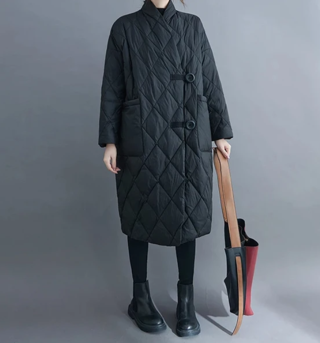 Stilla | Oversize Diamantfrakke Med Lommer Til Damer