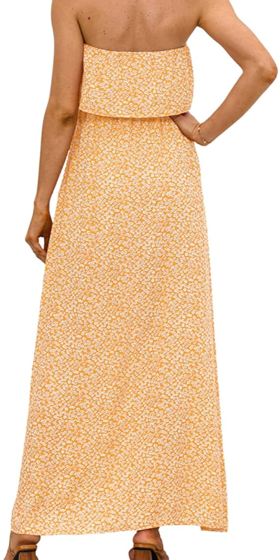 Stilla | Lang kjole med blomsterprint til kvinder, bandeau, forår og
