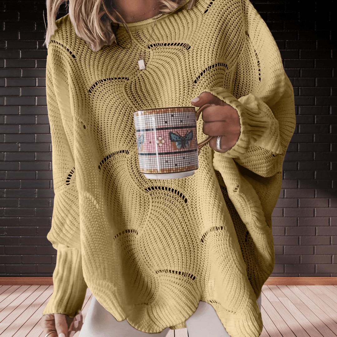 Stilla | Dame Efterårs-Sweater I Ribbede Stof Med Asymmetrisk Kant