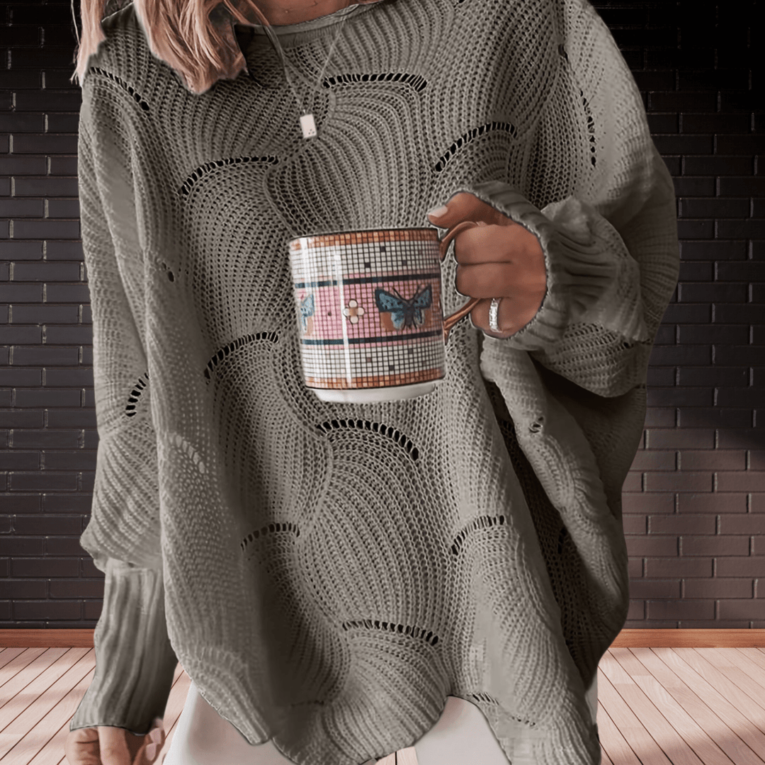 Stilla | Dame Efterårs-Sweater I Ribbede Stof Med Asymmetrisk Kant