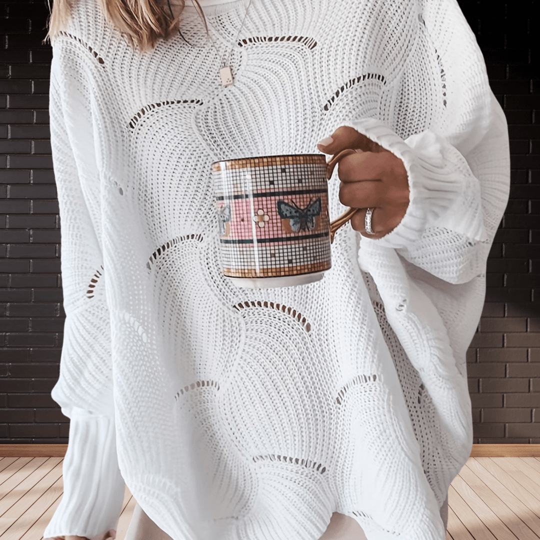 Stilla | Dame Efterårs-Sweater I Ribbede Stof Med Asymmetrisk Kant