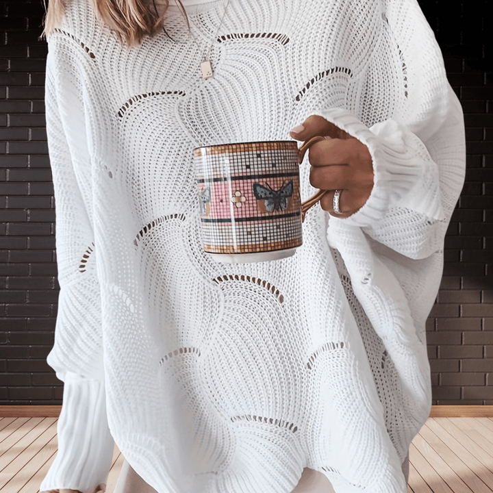 Stilla | Dame Efterårs-Sweater I Ribbede Stof Med Asymmetrisk Kant
