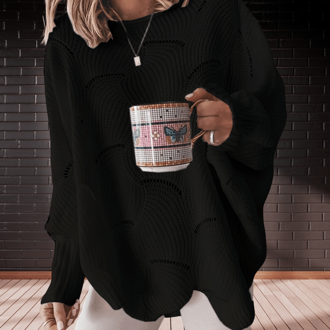 Stilla | Dame Efterårs-Sweater I Ribbede Stof Med Asymmetrisk Kant