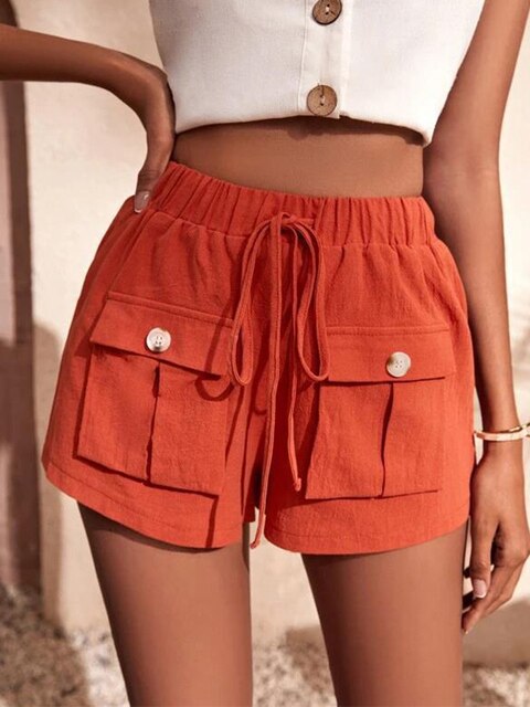 Stilla | Lette Cargo Shorts Med Elastisk Talje