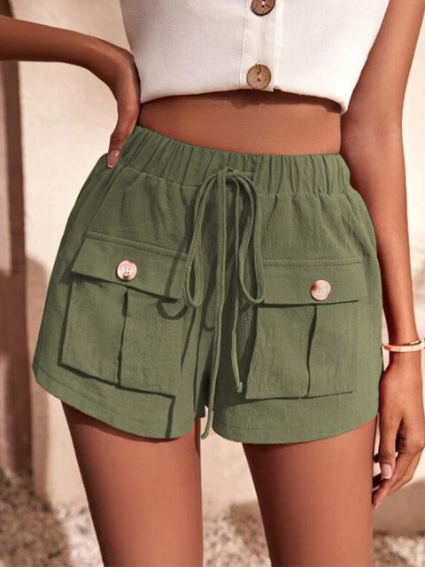 Stilla | Lette Cargo Shorts Med Elastisk Talje