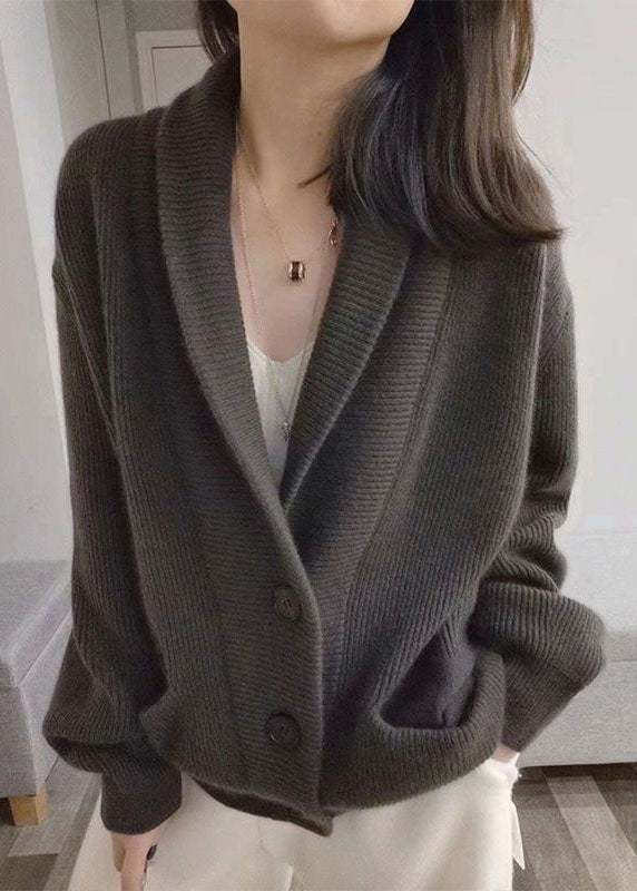 Stilla | Oversize Cardigan Grå I Groft Maskeværk
