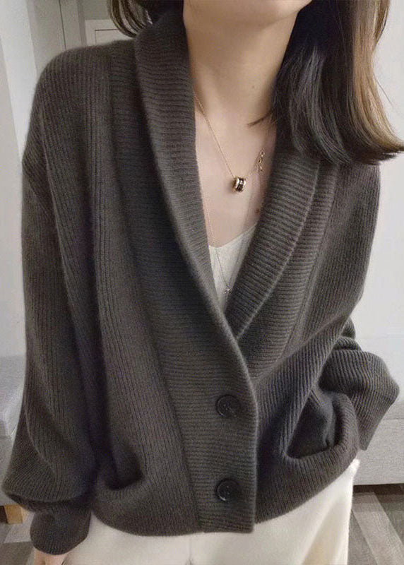 Stilla | Oversize Cardigan Grå I Groft Maskeværk