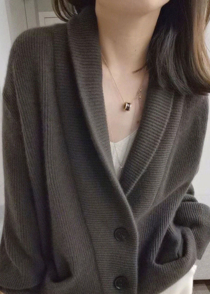Stilla | Oversize Cardigan Grå I Groft Maskeværk