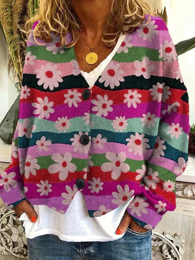 Stilla | Lækker cardigan i blomster-flanell til damer
