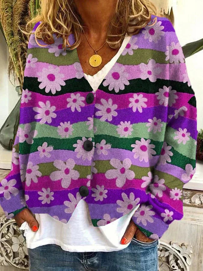 Stilla | Lækker cardigan i blomster-flanell til damer