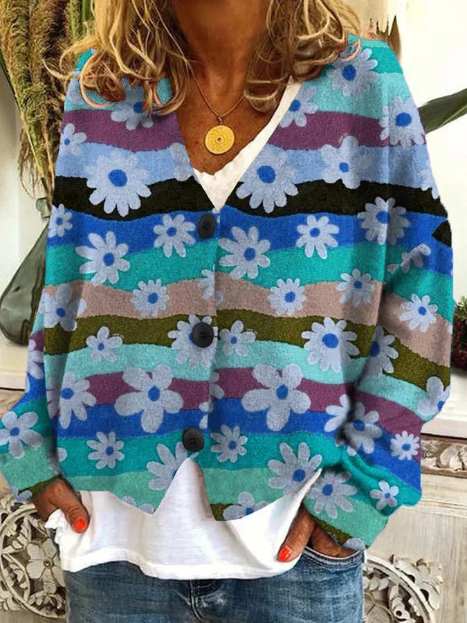 Stilla | Lækker cardigan i blomster-flanell til damer